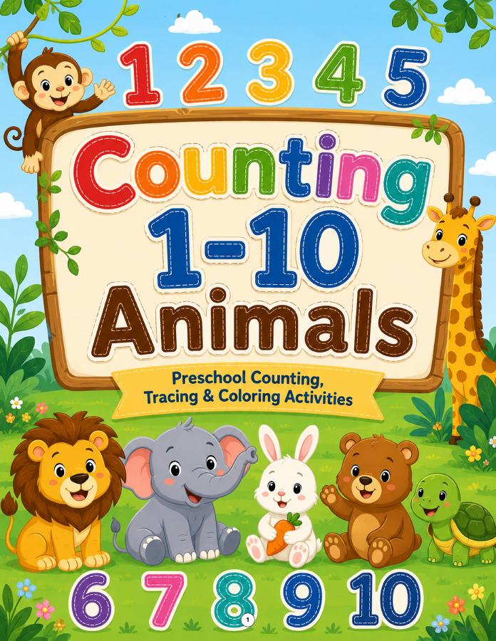 Counting 1–10 Animals Activity Pack printable preview 1