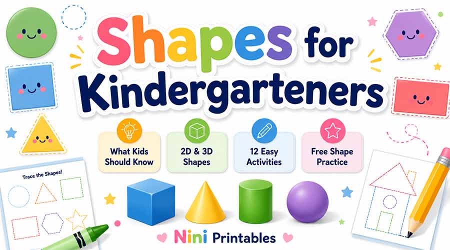 shapes for kindergarteners with 2D and 3D shape learning activities