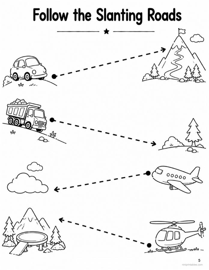 Vehicles Pre-Writing Paths printable preview 4