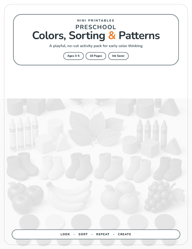 Preschool Colors, Sorting & Patterns Activity Pack — Ink Saver Edition printable cover