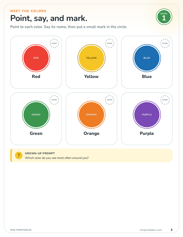 Preschool Colors, Sorting & Patterns Activity Pack — Color Edition printable worksheet preview 1