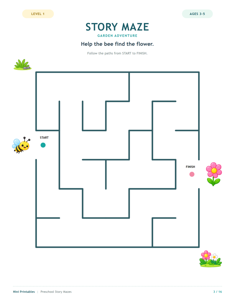 Preschool Story Mazes Activity Pack printable worksheet preview 1
