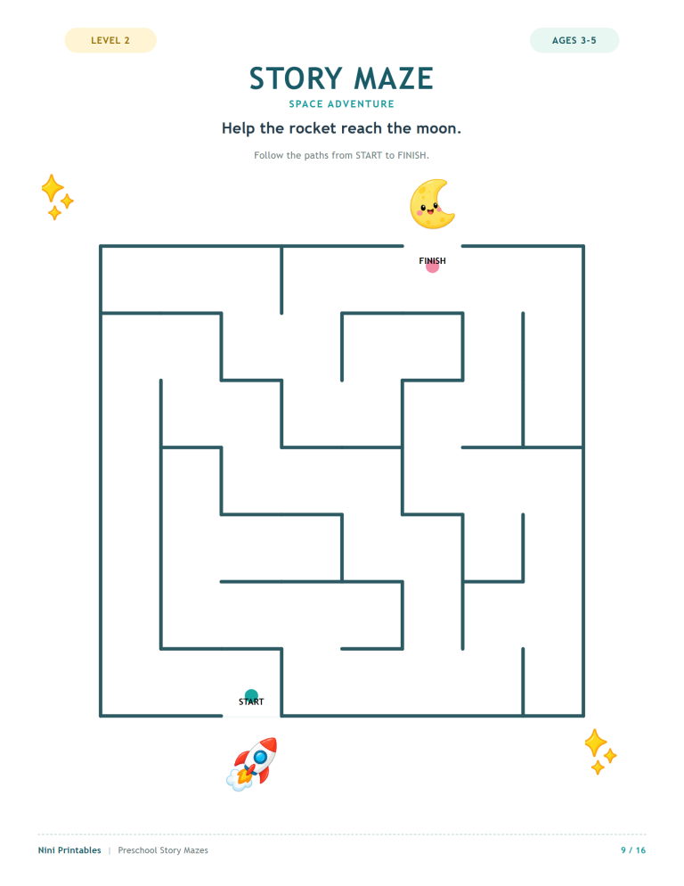 Preschool Story Mazes Activity Pack printable worksheet preview 2