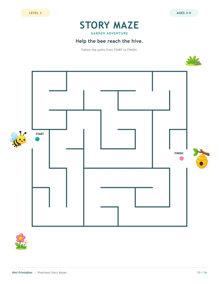 Preschool Story Mazes Activity Pack printable worksheet preview 3