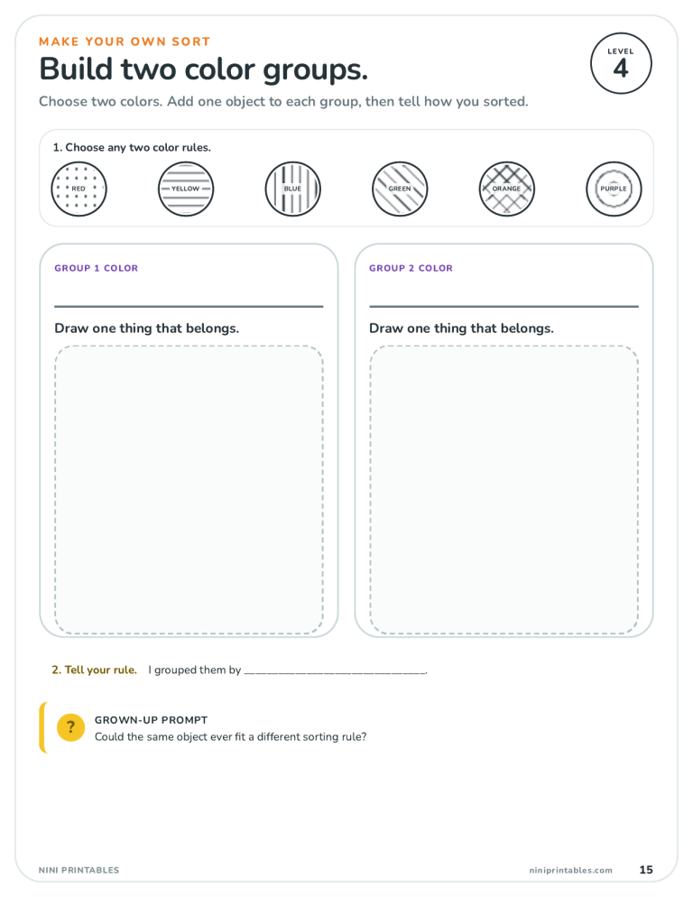 Preschool Colors, Sorting & Patterns Activity Pack — Ink Saver Edition printable worksheet preview 4