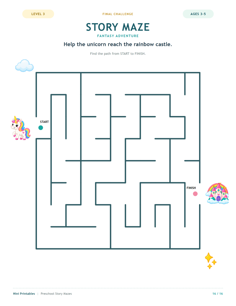 Preschool Story Mazes Activity Pack printable worksheet preview 4