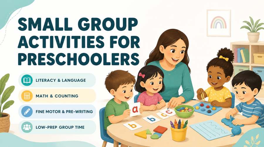 Small group activities for preschoolers including literacy, math, fine motor and low-prep learning ideas