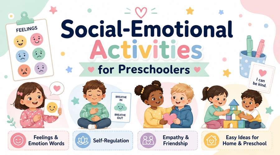 Social-emotional activities for preschoolers with feelings, self-regulation, empathy and friendship ideas