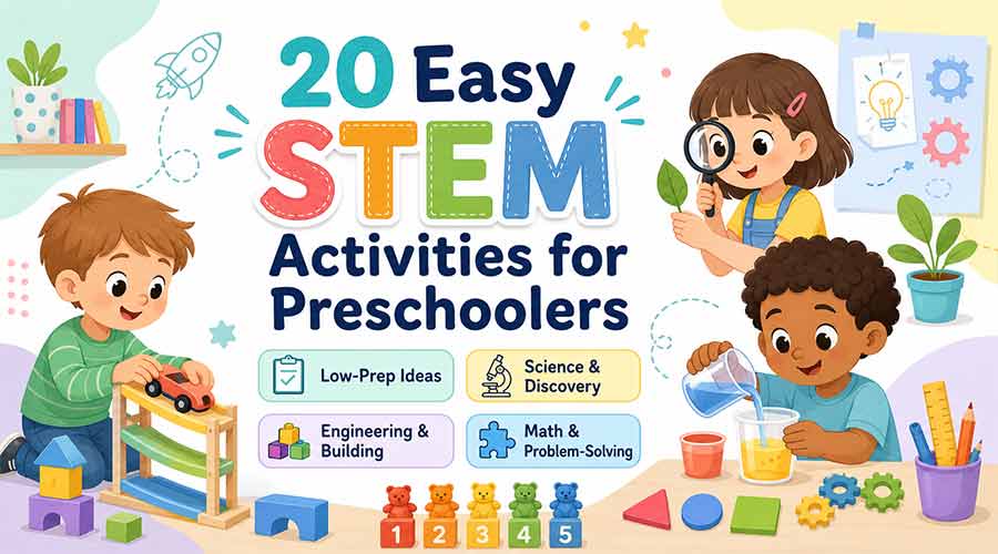 STEM activities for preschoolers with simple science, engineering, and math ideas for ages 3 to 5