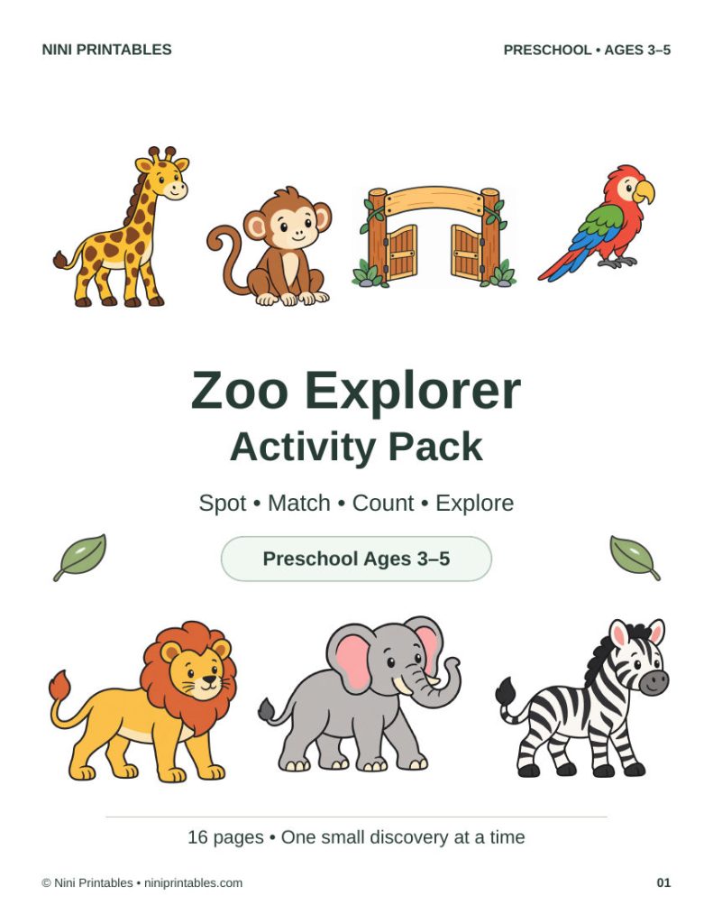 Zoo Explorer Ink Saver Edition cover for preschool ages 3–5