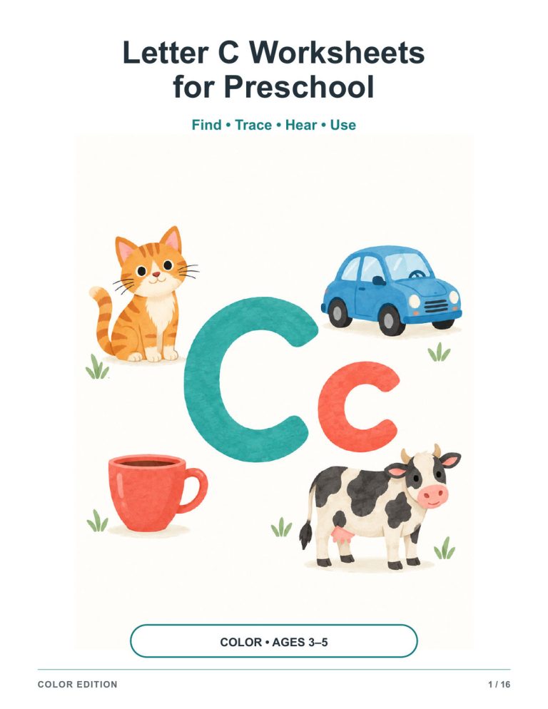 Letter C Worksheets for Preschool – Color Edition printable preview
