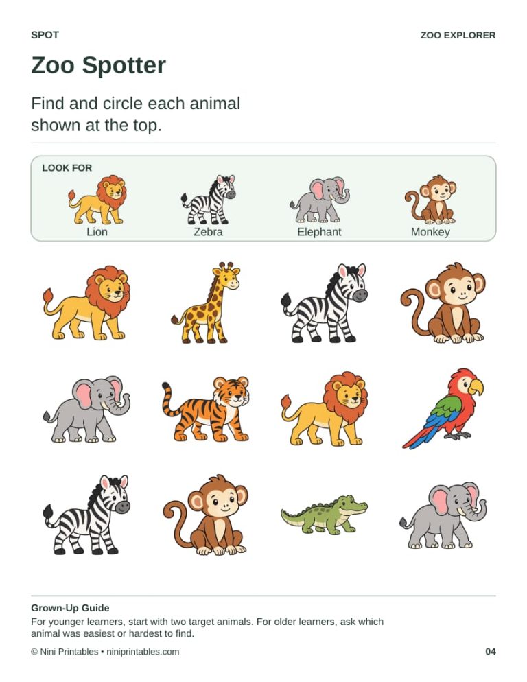 Zoo Preschool Worksheets & Activity Pack – Color Edition preview 1