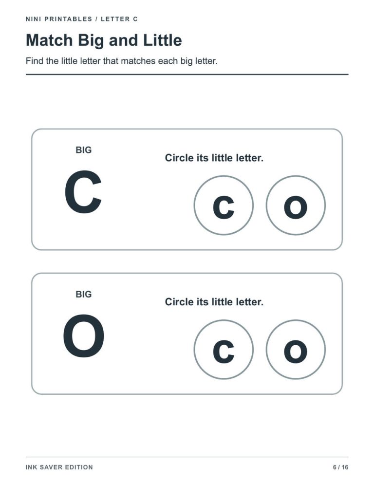 Letter C Worksheets for Preschool – Ink Saver Edition preview 1