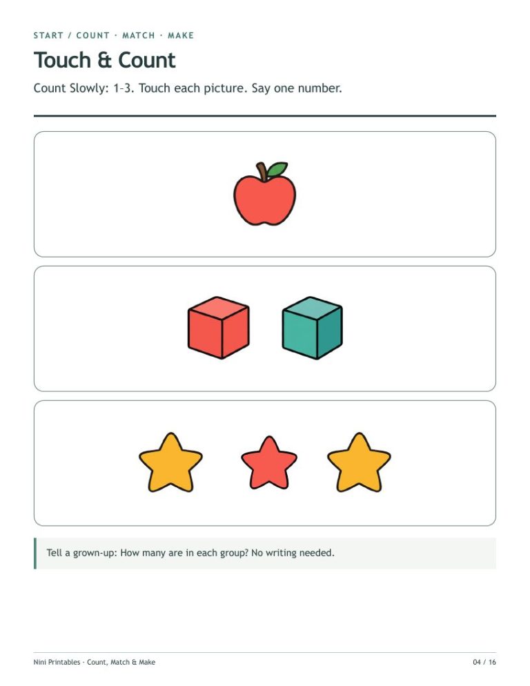 Preschool Counting Worksheets 1–10: Count, Match & Make preview 1