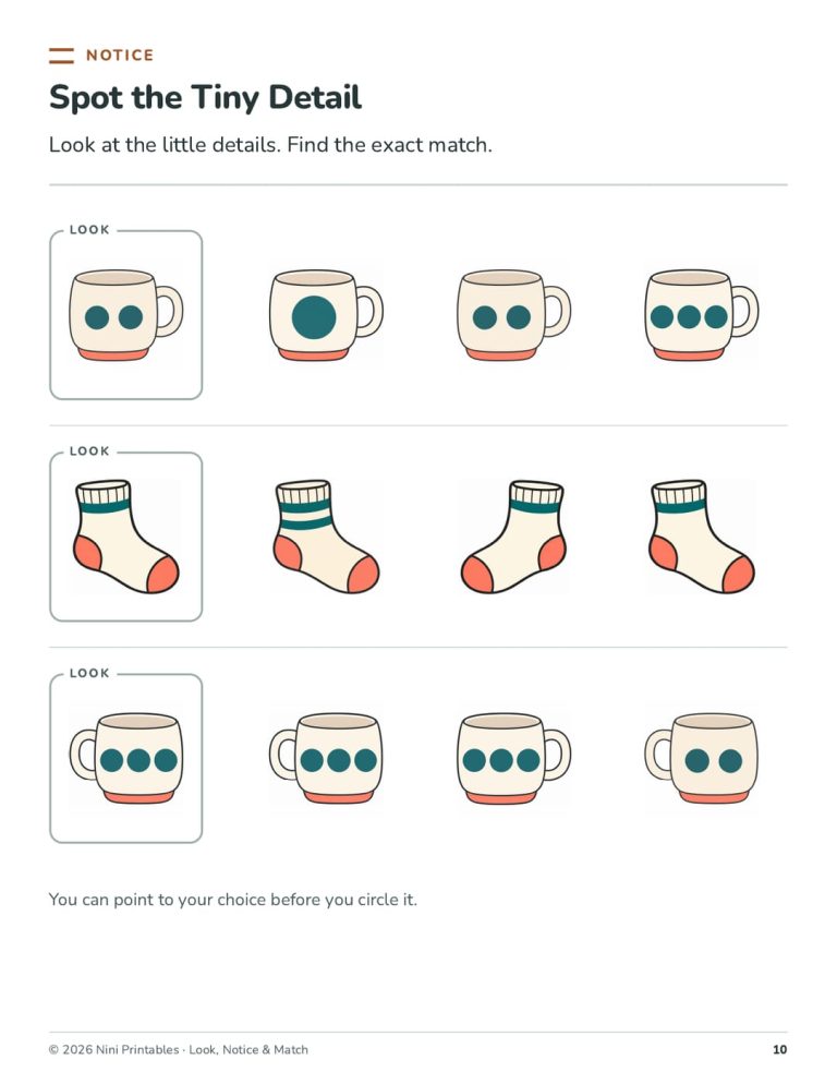 Preschool Matching Worksheets: Look, Notice & Match preview 3