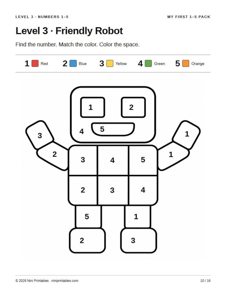 Color by Number Worksheets for Preschool preview 3