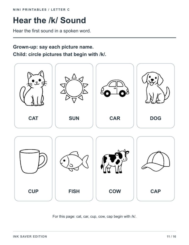 Letter C Worksheets for Preschool – Ink Saver Edition preview 3