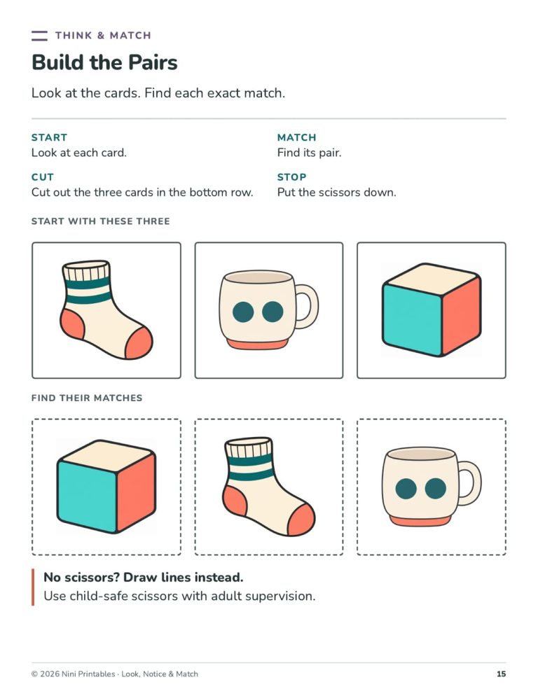 Preschool Matching Worksheets: Look, Notice & Match preview 4