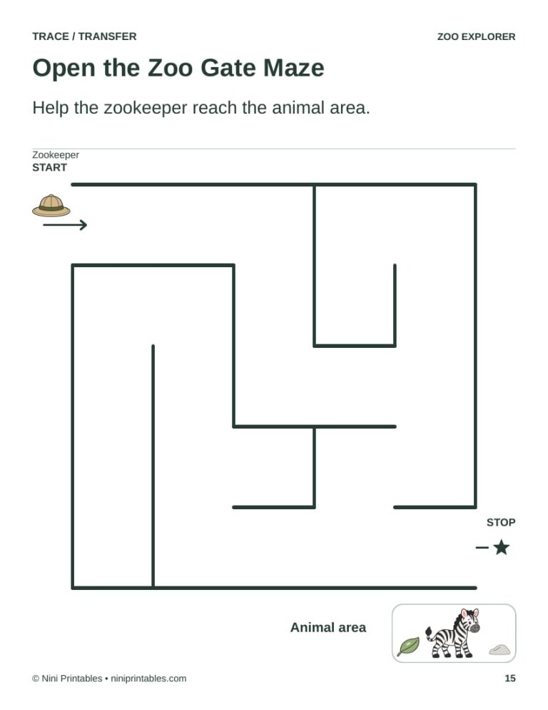 Zoo Preschool Worksheets & Activity Pack – Color Edition preview 4