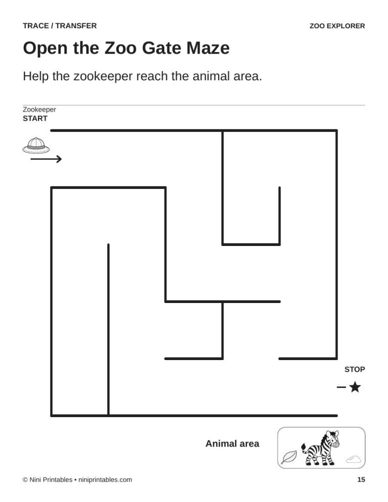 Zoo Preschool Worksheets & Activity Pack – Ink Saver Edition preview 4
