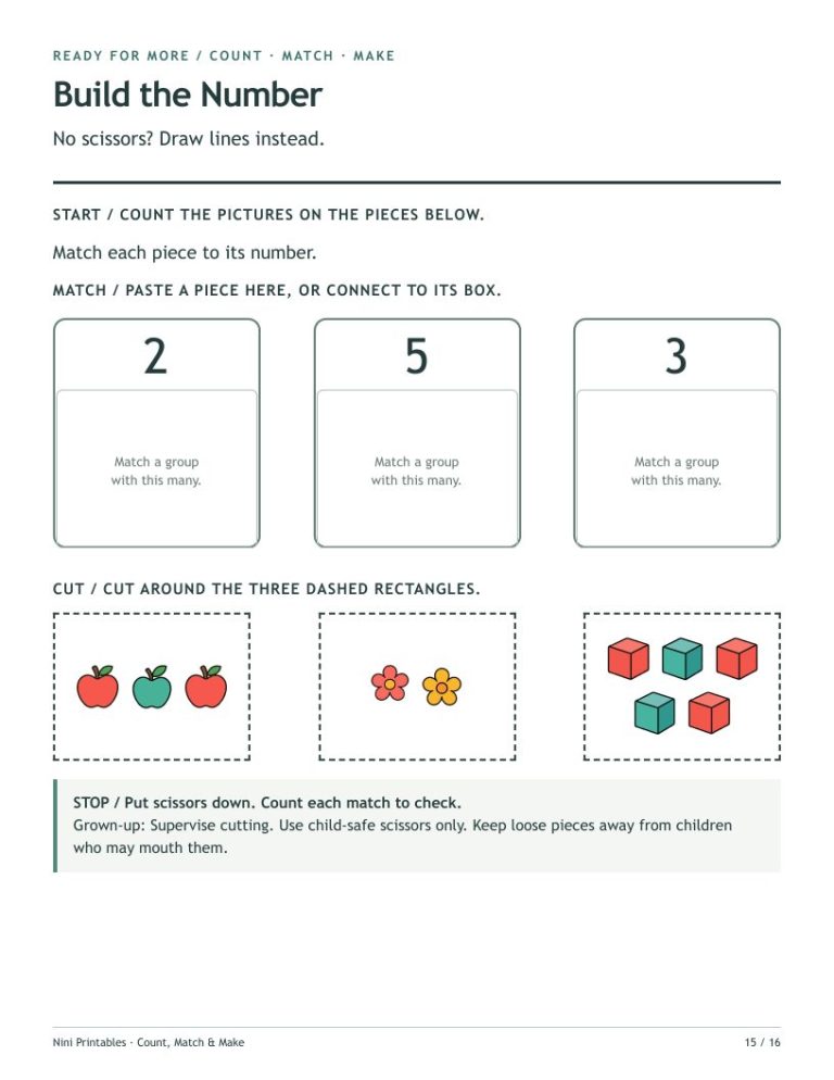 Preschool Counting Worksheets 1–10: Count, Match & Make preview 4