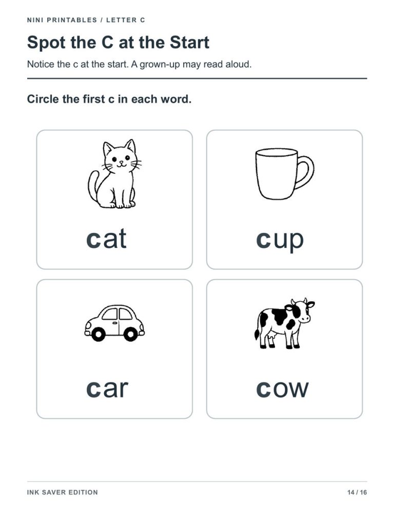 Letter C Worksheets for Preschool – Ink Saver Edition preview 4
