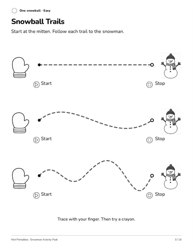 Ink Saver Snowman Preschool Worksheets & Activity Pack preview 1