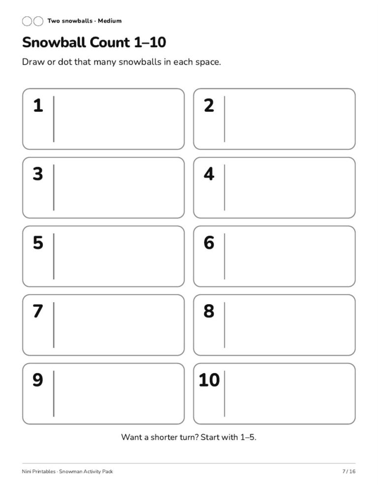 Ink Saver Snowman Preschool Worksheets & Activity Pack preview 2