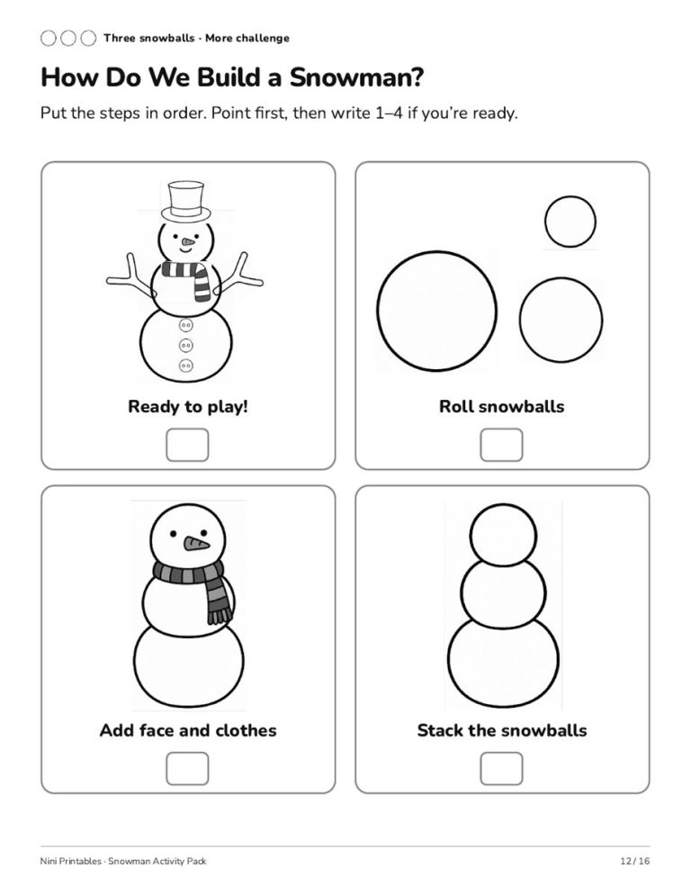 Ink Saver Snowman Preschool Worksheets & Activity Pack preview 3