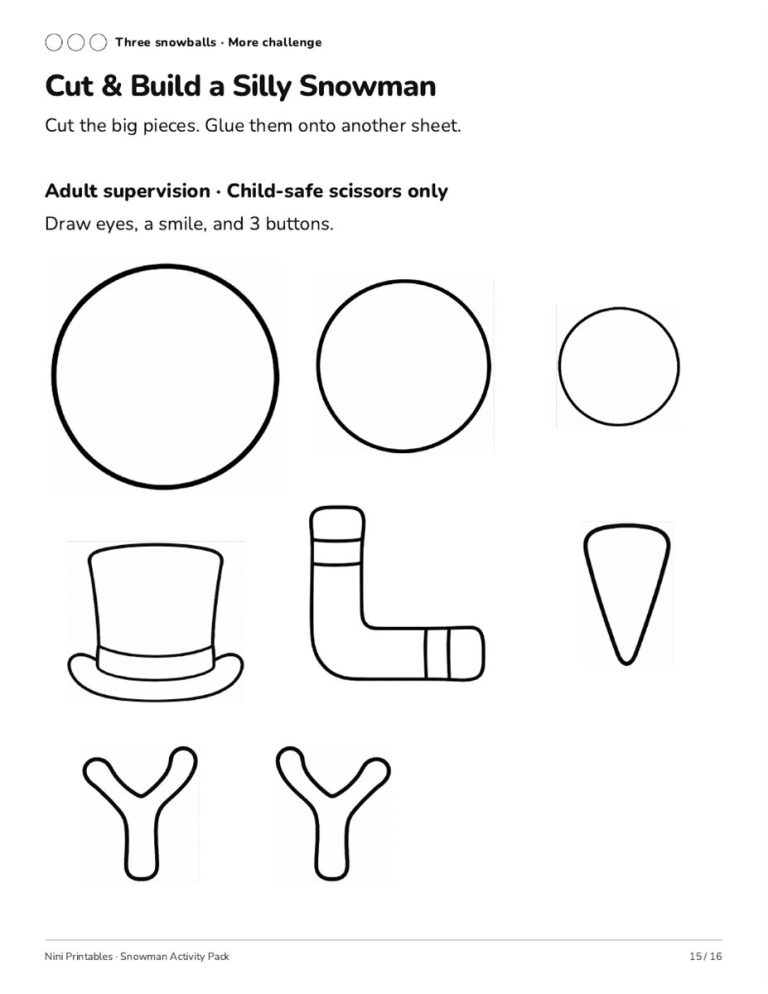 Ink Saver Snowman Preschool Worksheets & Activity Pack preview 4