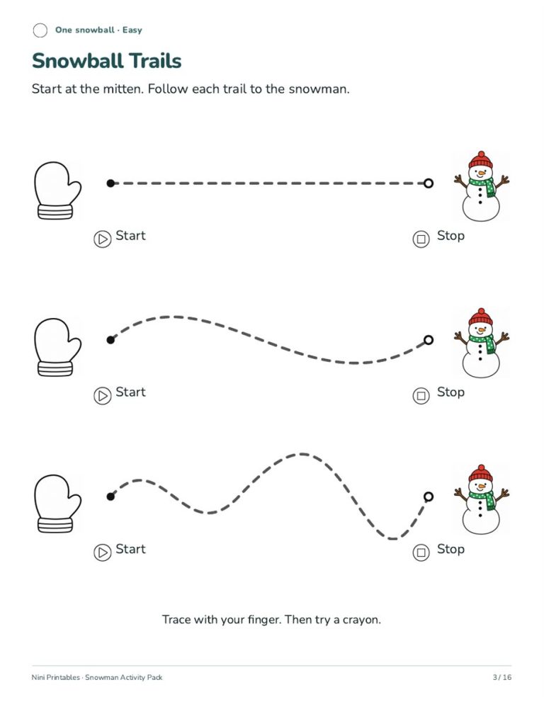Snowman Preschool Worksheets & Activity Pack preview 1