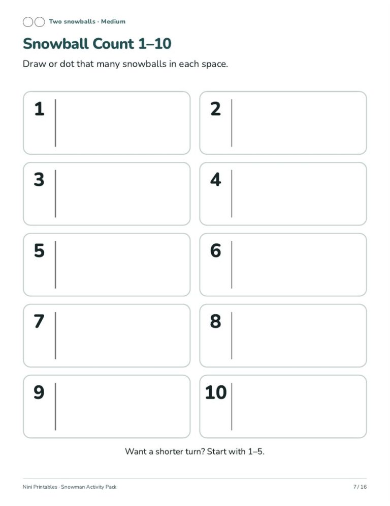 Snowman Preschool Worksheets & Activity Pack preview 2