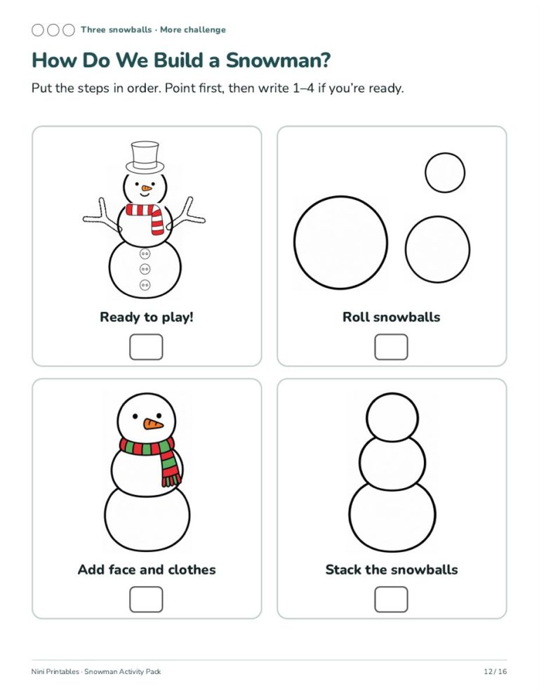 Snowman Preschool Worksheets & Activity Pack preview 3