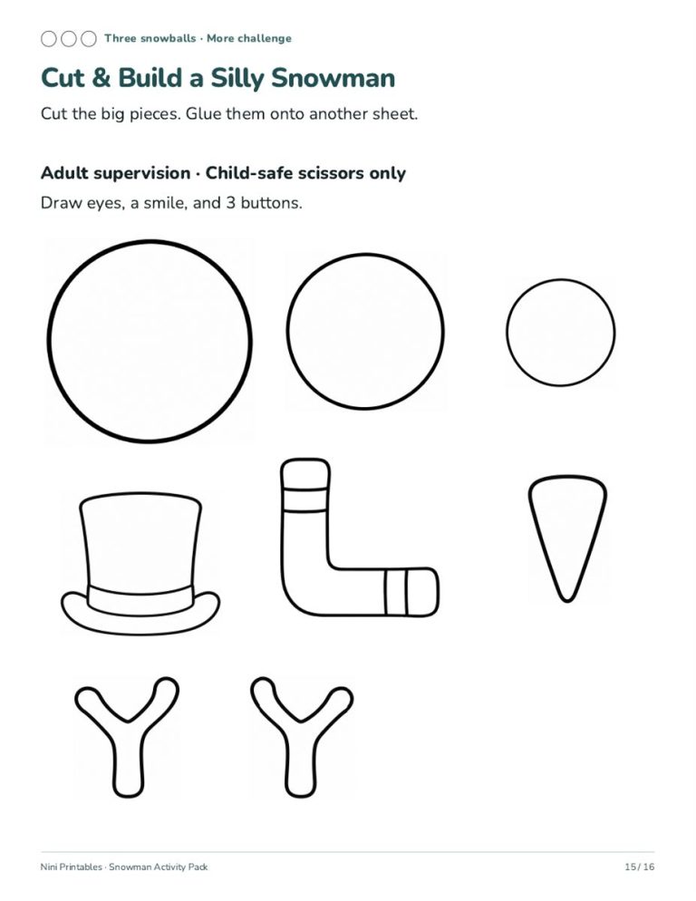 Snowman Preschool Worksheets & Activity Pack preview 4